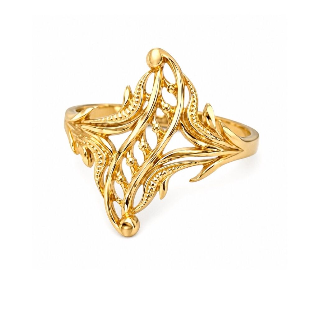Vintage 1980s Ring Size 5 Castings On Parade Filigree Gold Plated - 14W